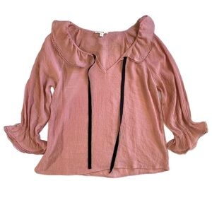 E & M blush pink ruffle top